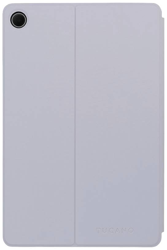A grey tablet case with a visible camera cutout in the top corner. The brand name 'TUCANO' is embossed at the bottom.