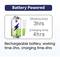 Battery-powered: Working time 3 hours, charging time 4 hours. Rechargeable battery.