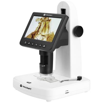 Digital microscope with integrated display shows highly magnified insect. Ideal for detailed examinations in science and education.