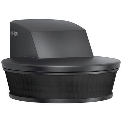 A black infrared motion sensor with a rounded design, suitable for wall mounting, marked with the 'Steinel' logo.