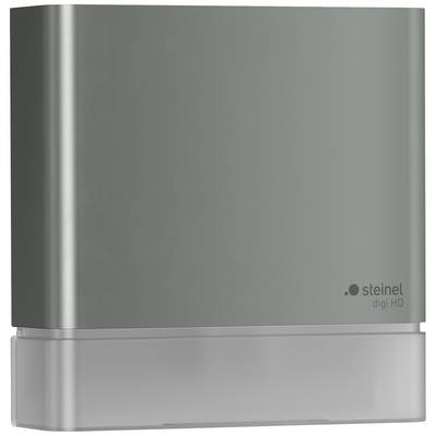 Wall-mounted digital motion sensor with grey housing and transparent lower section, brand 'steinel digi HD'.