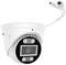 'White surveillance camera with three LED lights and cable. Viewed from slightly below.'