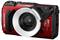 Red compact camera with a robust housing. The model name 'TG-7' and specifications such as shock-resistant and waterproof are visible on the camera.