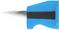 A blue craft knife with a black handle; the blade is partially extended.