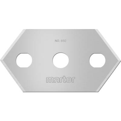 A hexagonal replacement blade No. 692 from Martor with three round apertures.