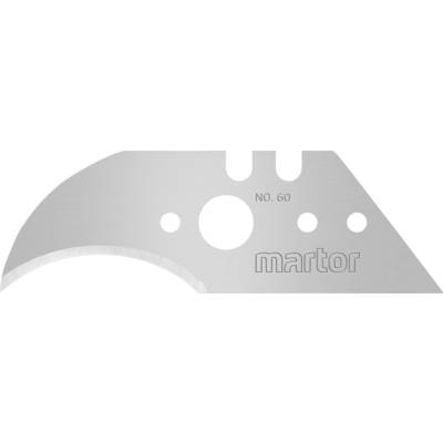 Industrial metal blade with an inscription 'No. 60' and brand name 'martor'. It has a semi-circular shape with several recesses.