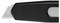 Black craft knife with extended blade, viewed from the side.