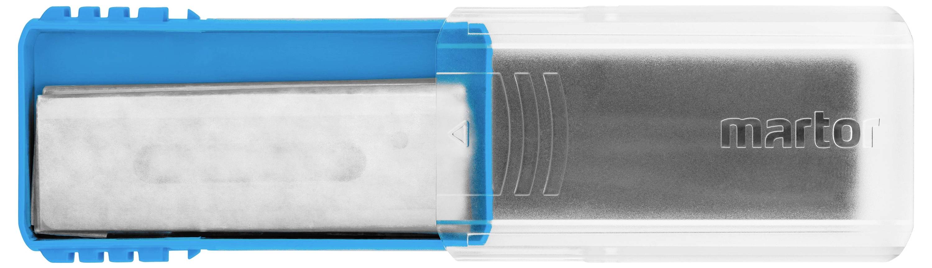 A pack of pencils in a blue-transparent box labelled 'marto'.