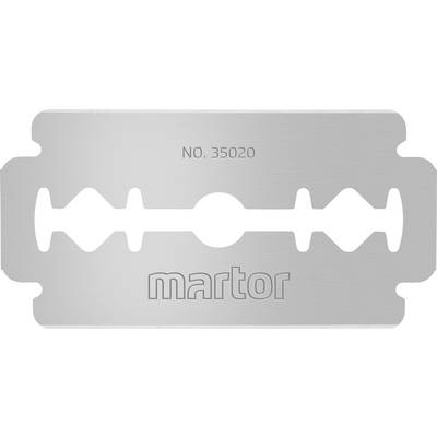 Metal razor blade with inscription 'NO. 35020' at the top and 'martor' at the bottom.