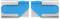 Two turquoise-coloured metal profiles with corrugated inner surfaces lie mirror-inverted next to each other.