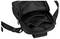 Black shoulder bag with open flap, showing two small inner compartments and a shoulder strap.