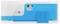 A blue and white blade container with a sliding mechanism. It is used for storing and protecting blades.