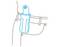 Drawing of a knife in a sheath, attached to a belt on the left side of a person.
