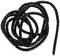 Black spiral cable wrap, multiple wound, serves to bundle and protect cables.