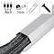 Silver cable cover for up to 8 cables, 110 cm long. Suitable for cable management in the office or at home.
