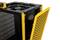 A yellow computer case with an open flap reveals fans and ventilation grilles, ideal for cooling PC components.