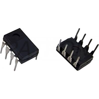 Two black integrated circuit chips with metal pins, shown at different angles on a white background.