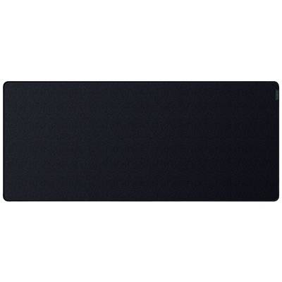 A black rectangular mousemat with a smooth surface.