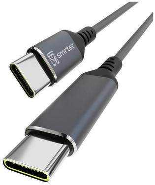 Smrter USB-C cable USB 2.0 USB-C® plug, USB-C® plug 0.40 m Anthracite incl. OTG function, Round, Fabric sleeve SMRTER_SPEEDY100_S_AT