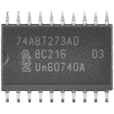 An integrated circuit with the inscription '74ABT273AD' and 'NXP', showing the pins at the bottom.