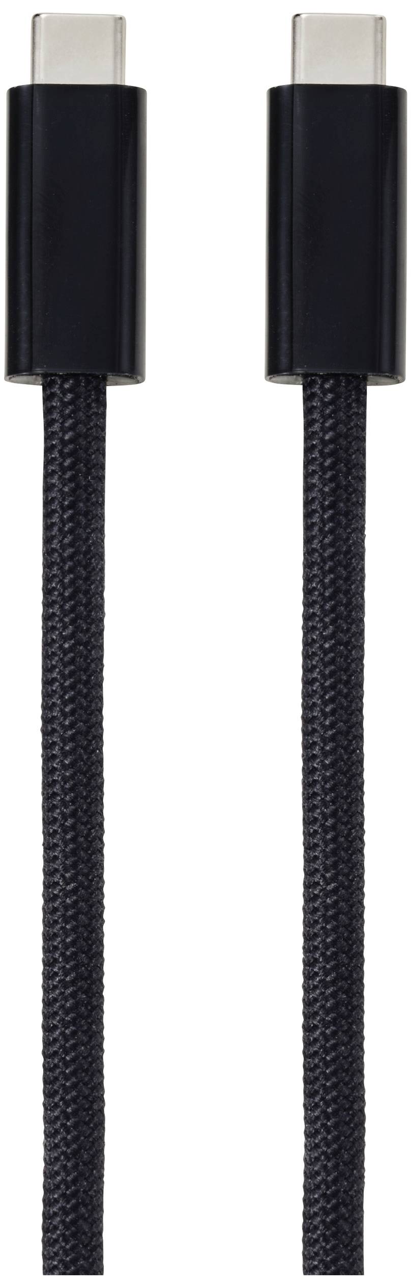 Black USB-C cable with two identical plugs at the ends.