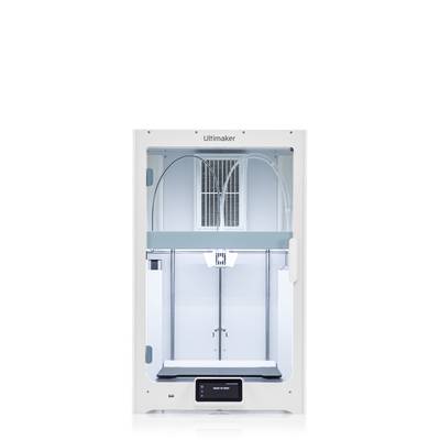 A modern 3D printer with an open build platform, display and visible print nozzles; suitable for commercial use.