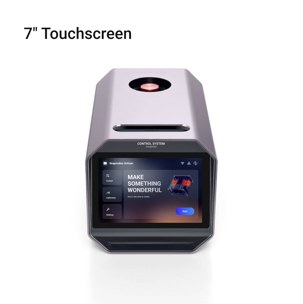 A compact machine with a 7-inch touchscreen displays the message 'Make Something Wonderful' and interactive options.