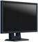 A black computer monitor with a rectangular base, shown from a side perspective. The screen is switched off.