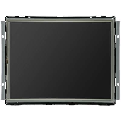 A large rectangular black screen with a dark grey border. The screen is switched off and lying horizontally.