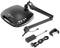 'Black LED magnifying lamp with adjustable arm, power adapter, clamp mounting and power cable. Perfect for precision work.'