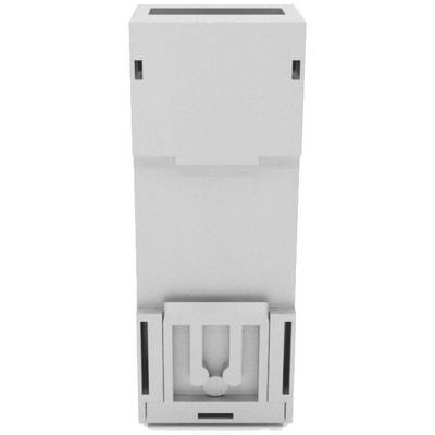 A grey, rectangular, tower-shaped plastic container with a structured design and vertical slots on the sides.