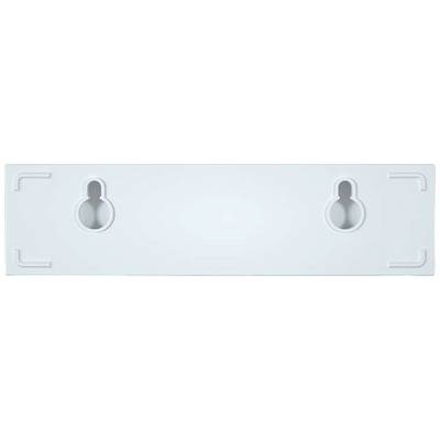 A white rectangular back panel with two keyhole-shaped mounting holes.
