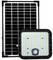 Solar panel and LED lamp; solar panel on top, square LED lamp below; both for environmentally friendly lighting.