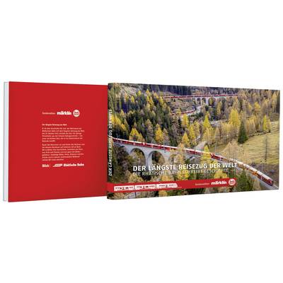 Book cover shows a long red train travelling through an autumnal, forested mountain landscape. Title: 'The Longest Passenger Train in the World'.