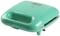 A turquoise sandwich maker, closed, on a white background. A small control button is located at the top.