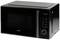 Black microwave with digital clock display and control panel on the right-hand side. Brand name 'DOMO' on the front.