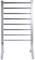 Metallic towel rail with seven bars in a vertical orientation.