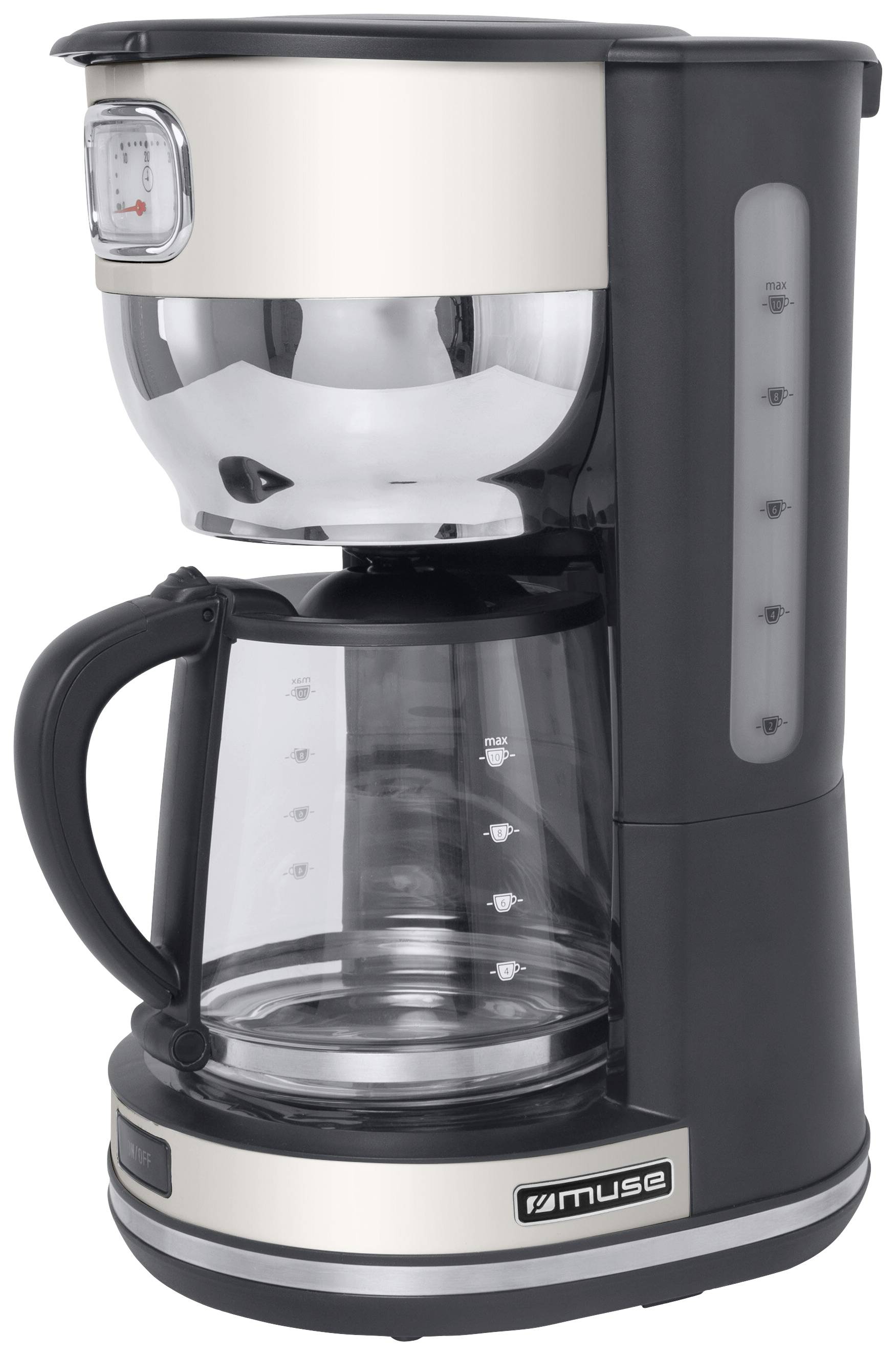 Muse MS-220 SC Coffee maker Beige, Black Cup volume=10 Glass jug, Plate warmer