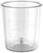 Plastic measuring jug with graduated scale in millilitres and various hardness grades for food, such as Hard, Medium, Soft.