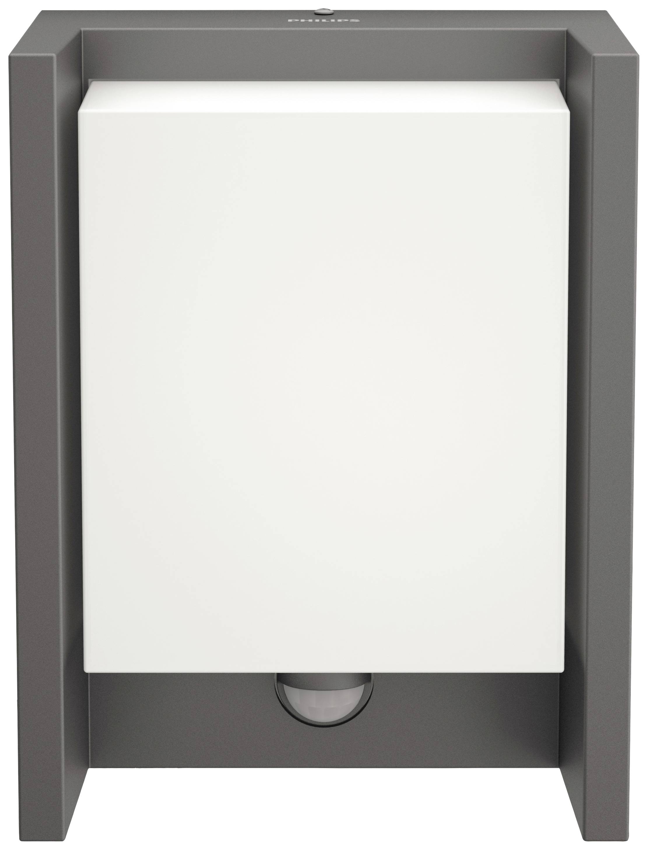 An electrical box with a white front and dark frame, likely intended for technical equipment or storage.