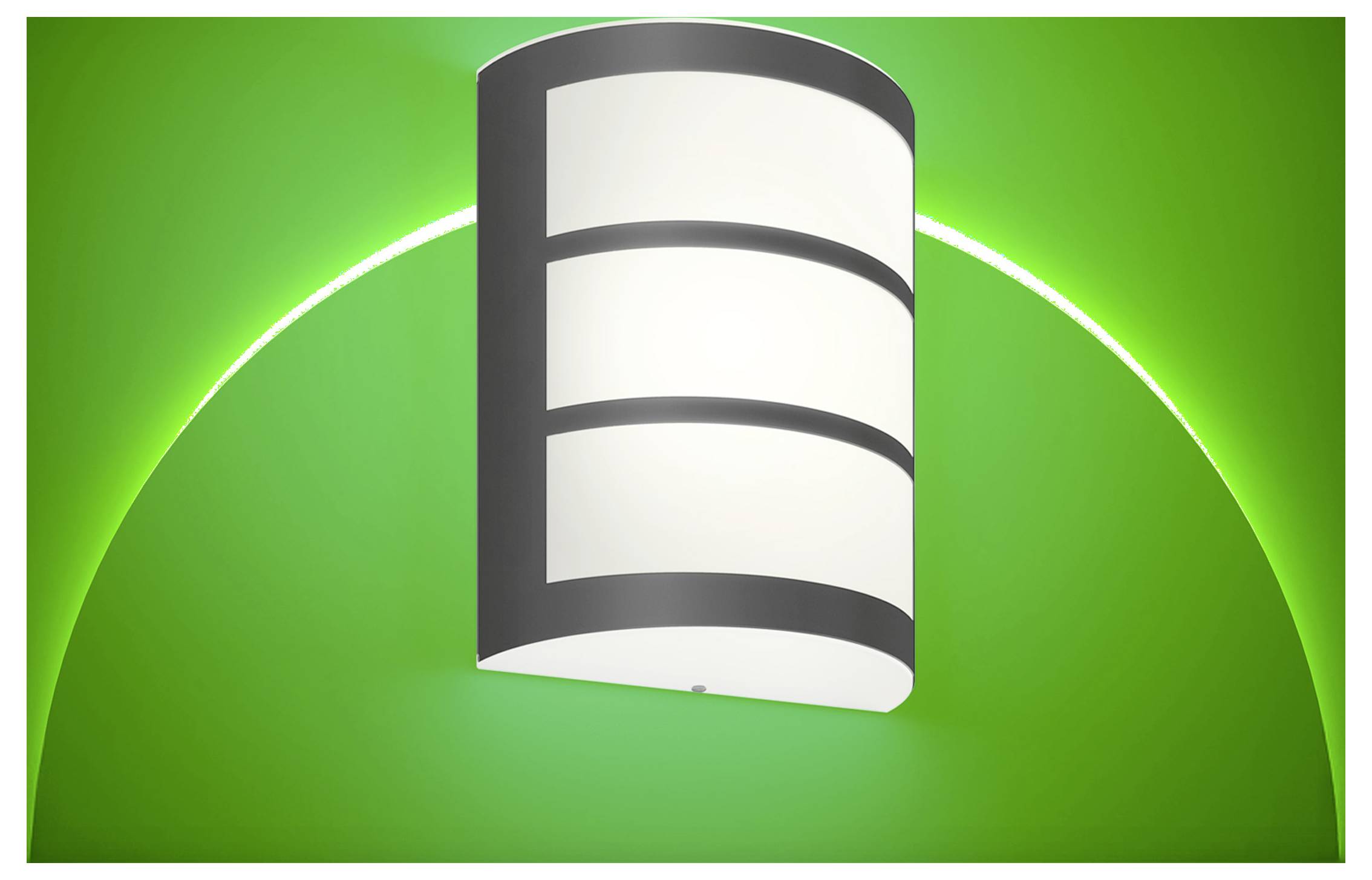 Stylized white cylindrical database icon on a bright green background with a glowing arc behind it.