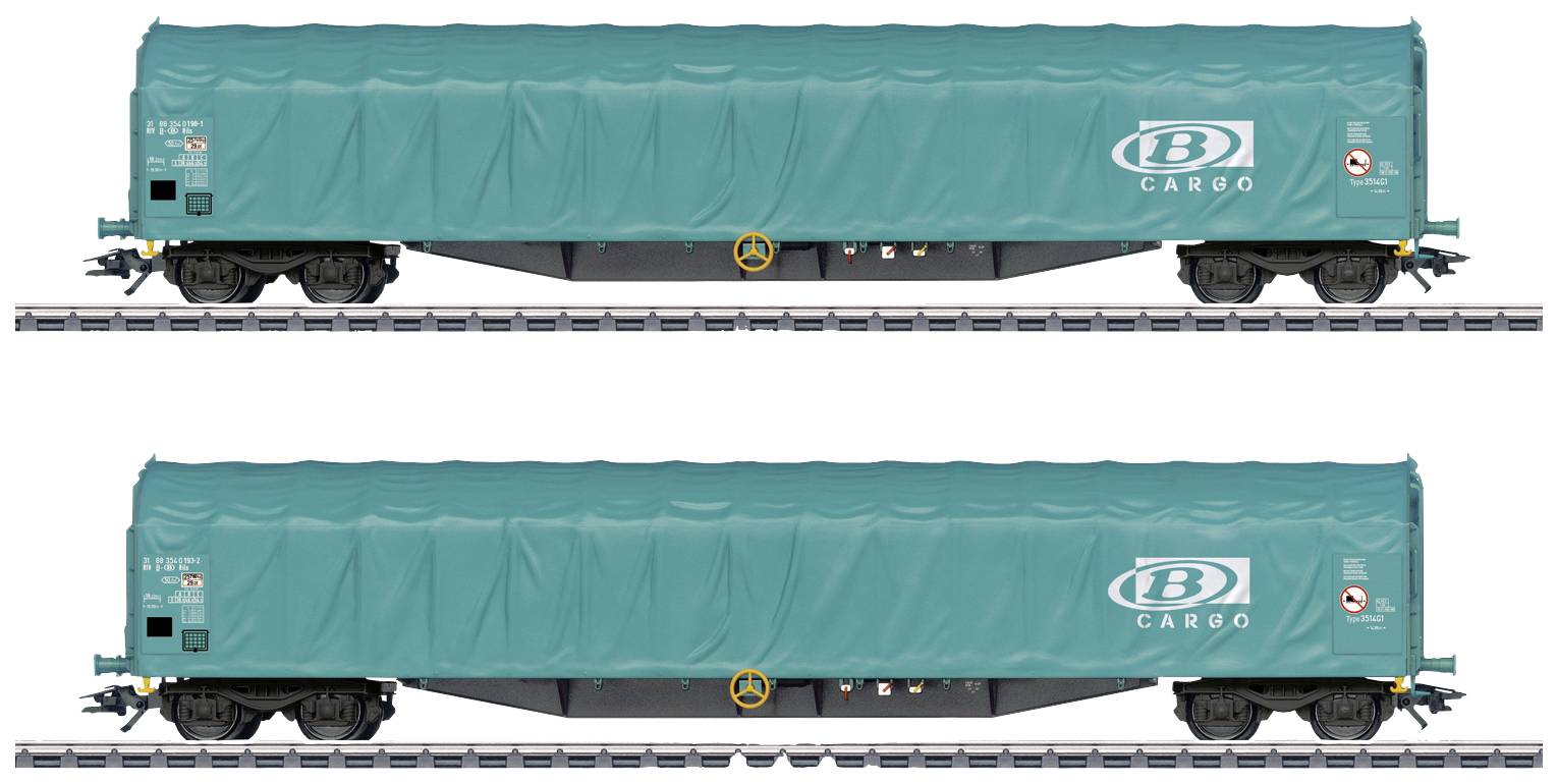 Maerklin 47164 H0 set of 2 sliding tarpaulin wagons of SNCB