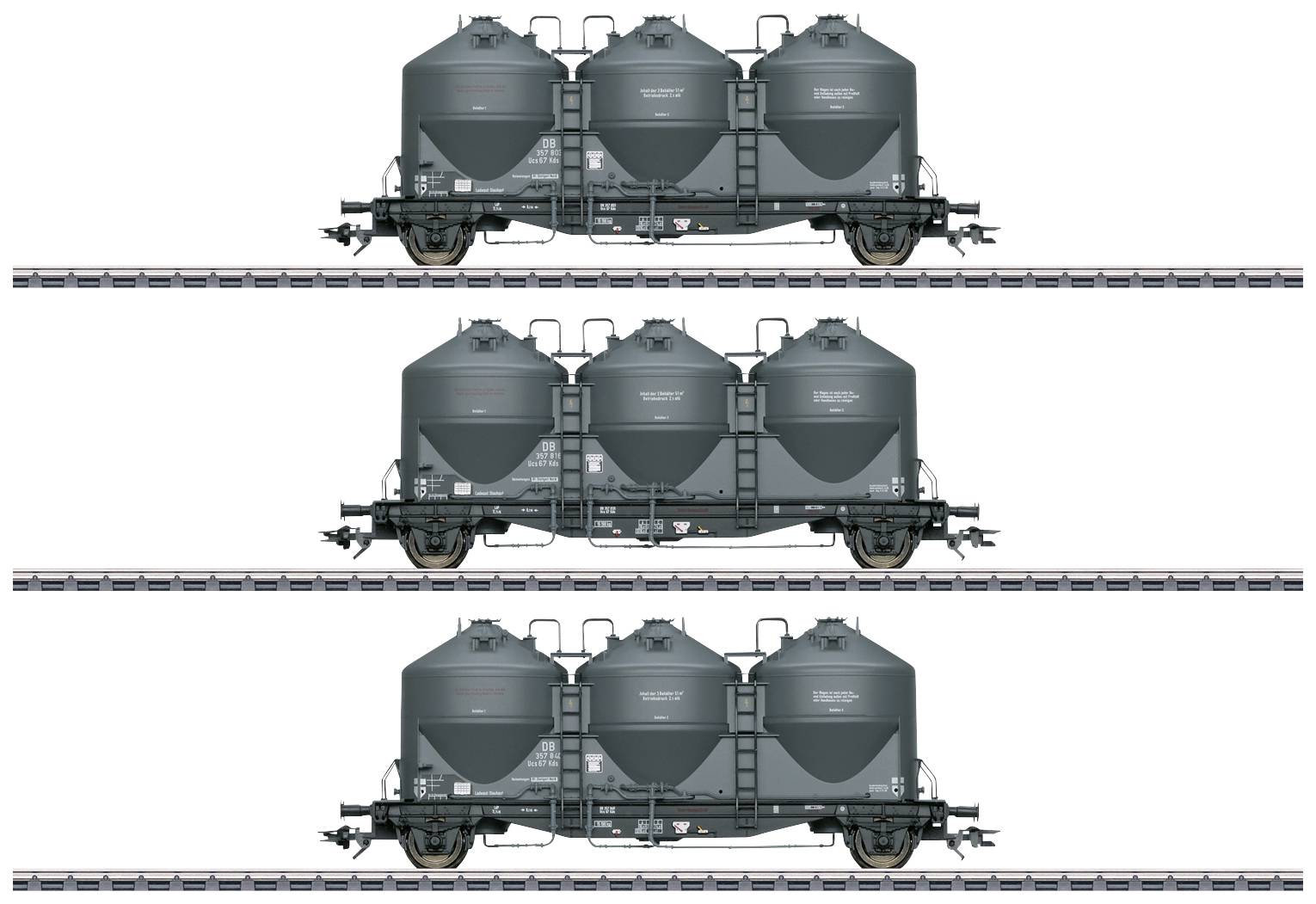 Maerklin 48264 H0 3-piece set dust silo wagon KDS 67 of DB