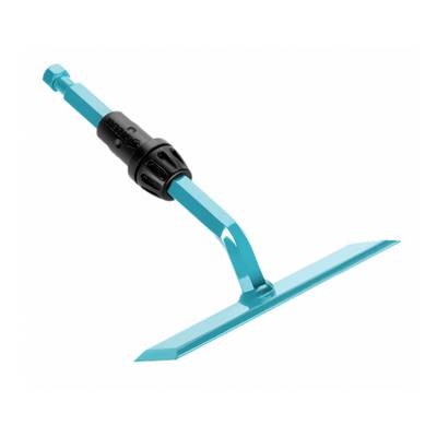 Blue garden hook with an ergonomic handle, used for soil cultivation and weed removal in the garden.
