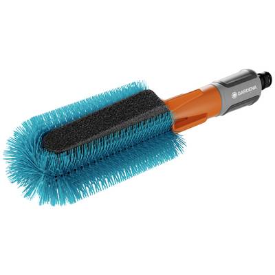An orange and blue cleaning brush with a rectangular, soft brush head. Suitable for car wheels or corner cleaning.