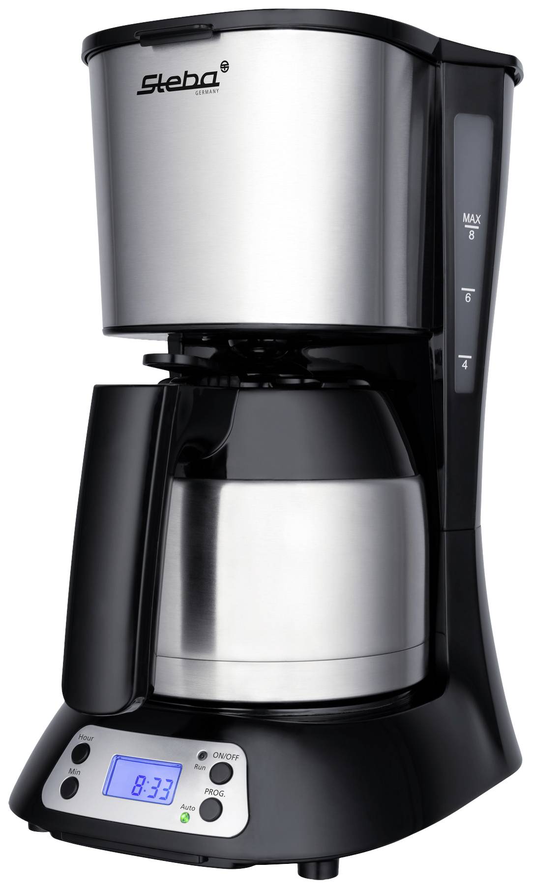 Steba KM F3 THERMO Coffee maker Black/stainless steel Cup volume=8 Display, Thermal jug, incl. filter coffee maker, Timer