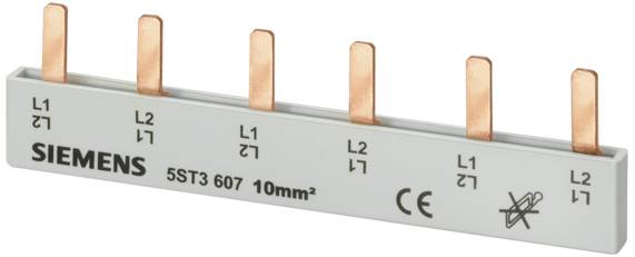 Siemens copper busbar (distribution rail), model number 5ST3 607, for 10 mm²; suitable for electrical connections.