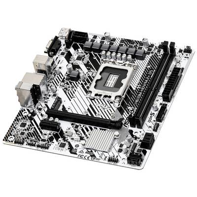 A computer motherboard with various ports and slots, including a CPU socket, RAM slots, and connectors for peripheral devices.