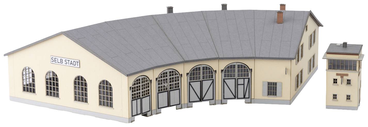 MiniTrix 66341 N Ring locomotive shed Self and signal tower Self-City