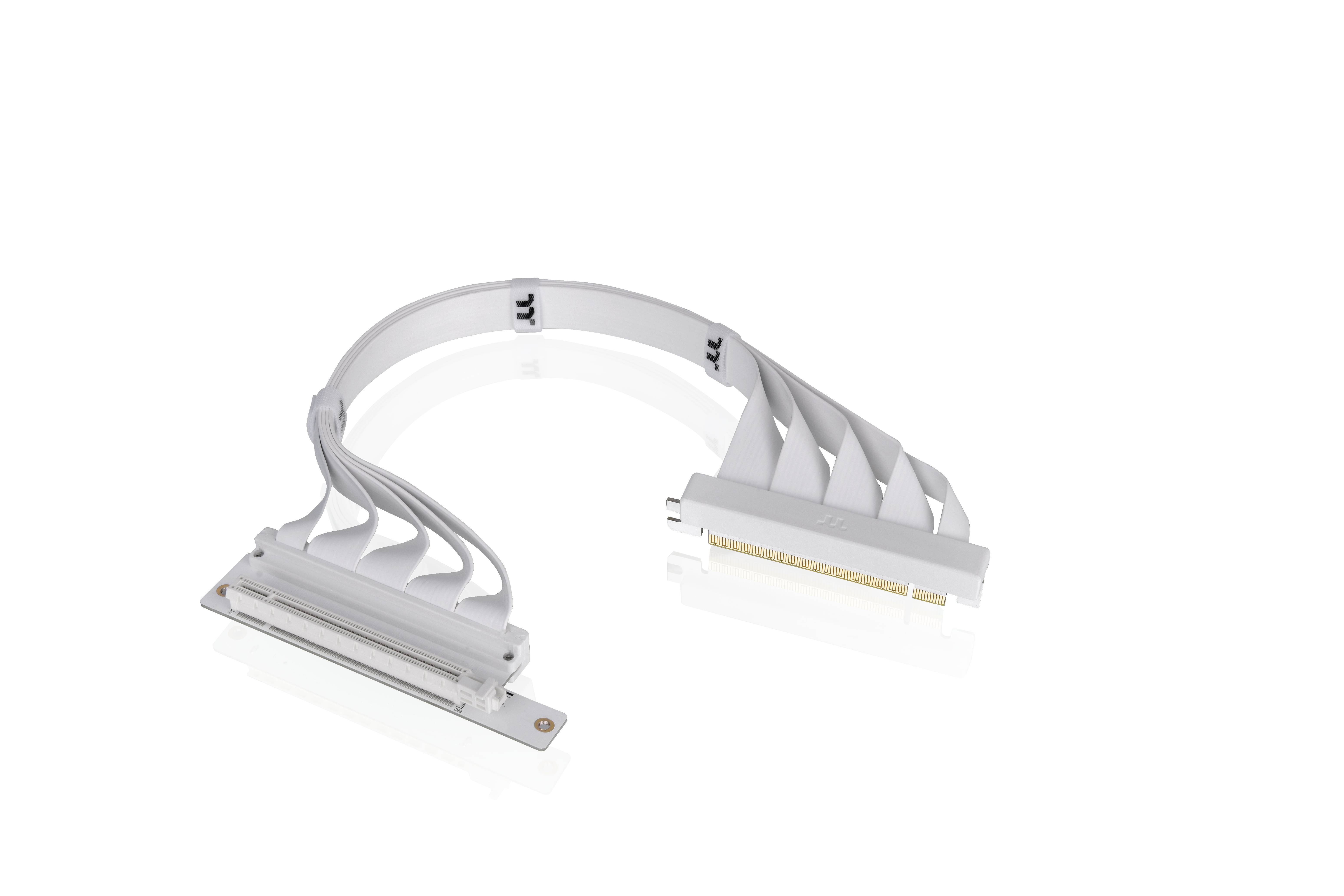 White flexible cable connection with multiple power inputs and outputs, specifically shaped for electrical connection.